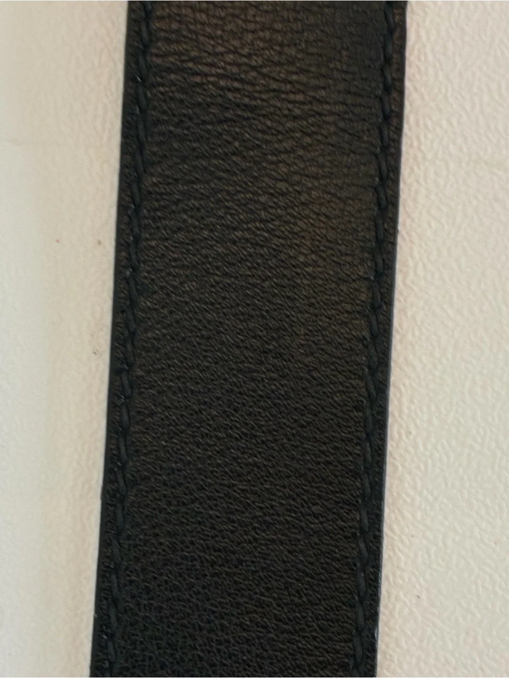 VTG Christian Dior Black Buffalo Calfskin Leather Belt Size 30 Grid Block Buckle
